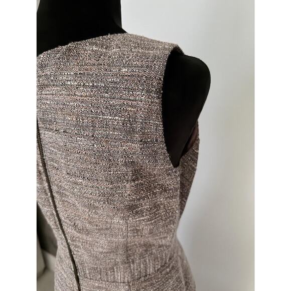 Worthington Dress Women's 8 Brown Pink Tweed Sheath Sleeveless Exposed Back Zip - Picture 15 of 16